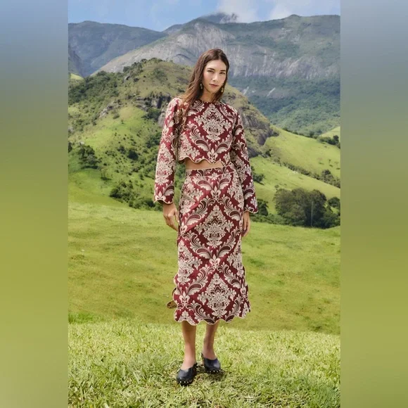 Farm Rio Bicolor Jacquard Waves Long Sleeve Top - Picture 2 of 9